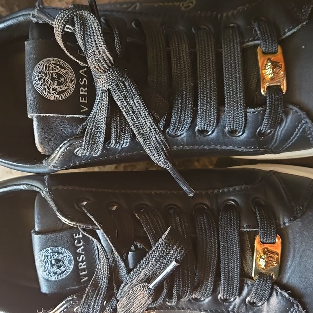 Versace Black Sneakers with Gold Accents